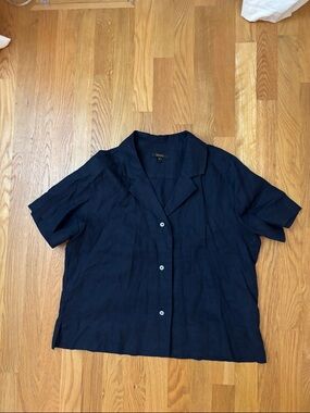 Quince Navy Short-Sleeve Button-Down Shirt